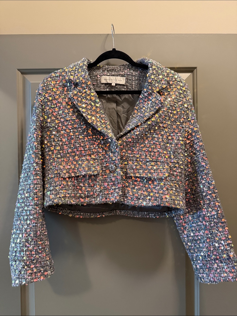 Endless Rose Multicolor Sequined Cropped Blazer